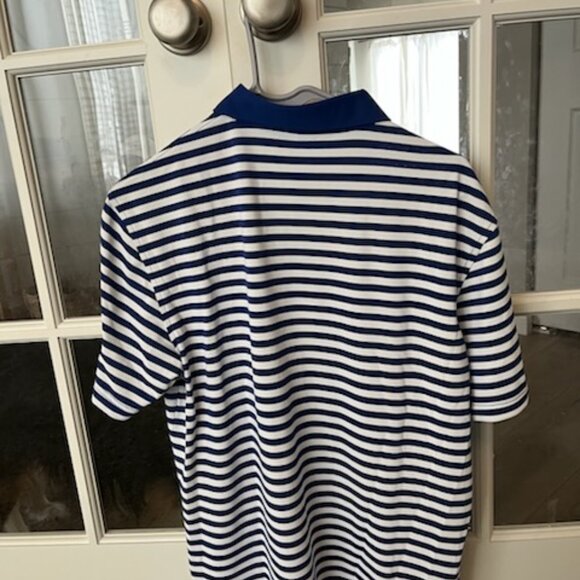 Blue and White Striped Peter Millar Polo Shirt - Picture 3 of 4